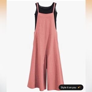 Pink Strappy Wide Leg Jumpsuit